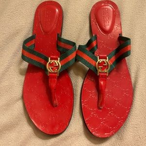 Red ladies sandals flip flops